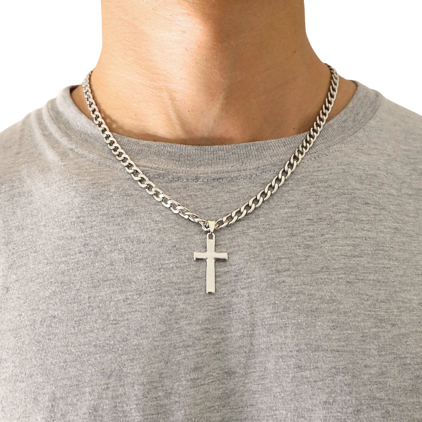 To My Son - Love Dad - Artisan Cross on Cuban Link Chain - Gift Set
