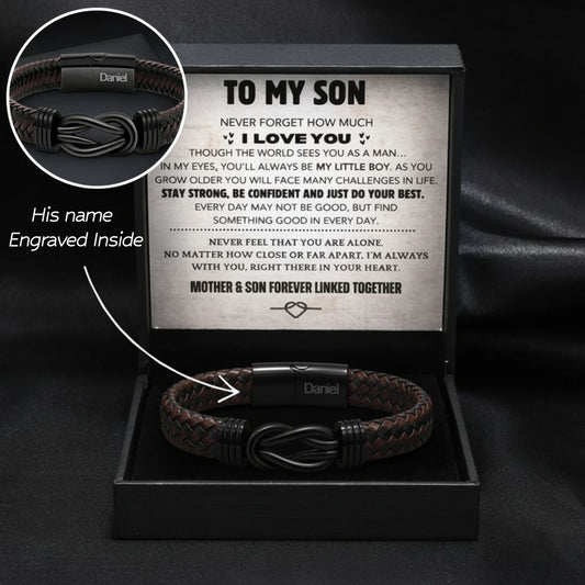 “Forever Bound” Son’s Bracelet w/ Engraved Name