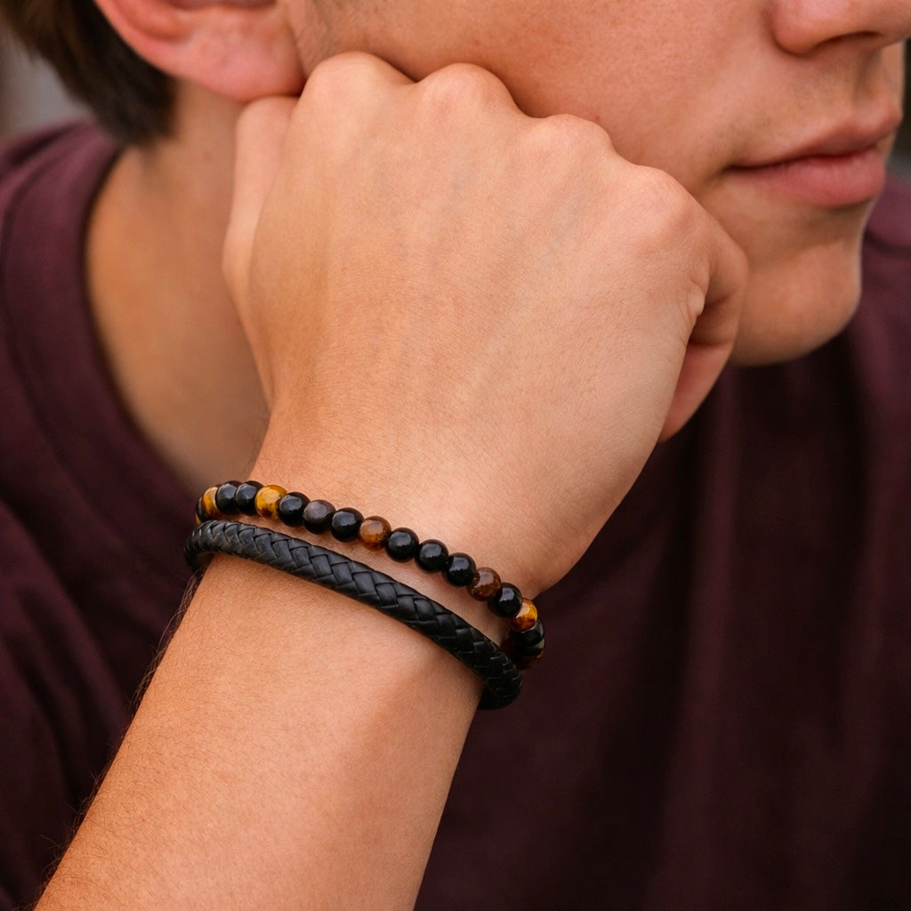 Engraved Tiger Eye Son Bracelet