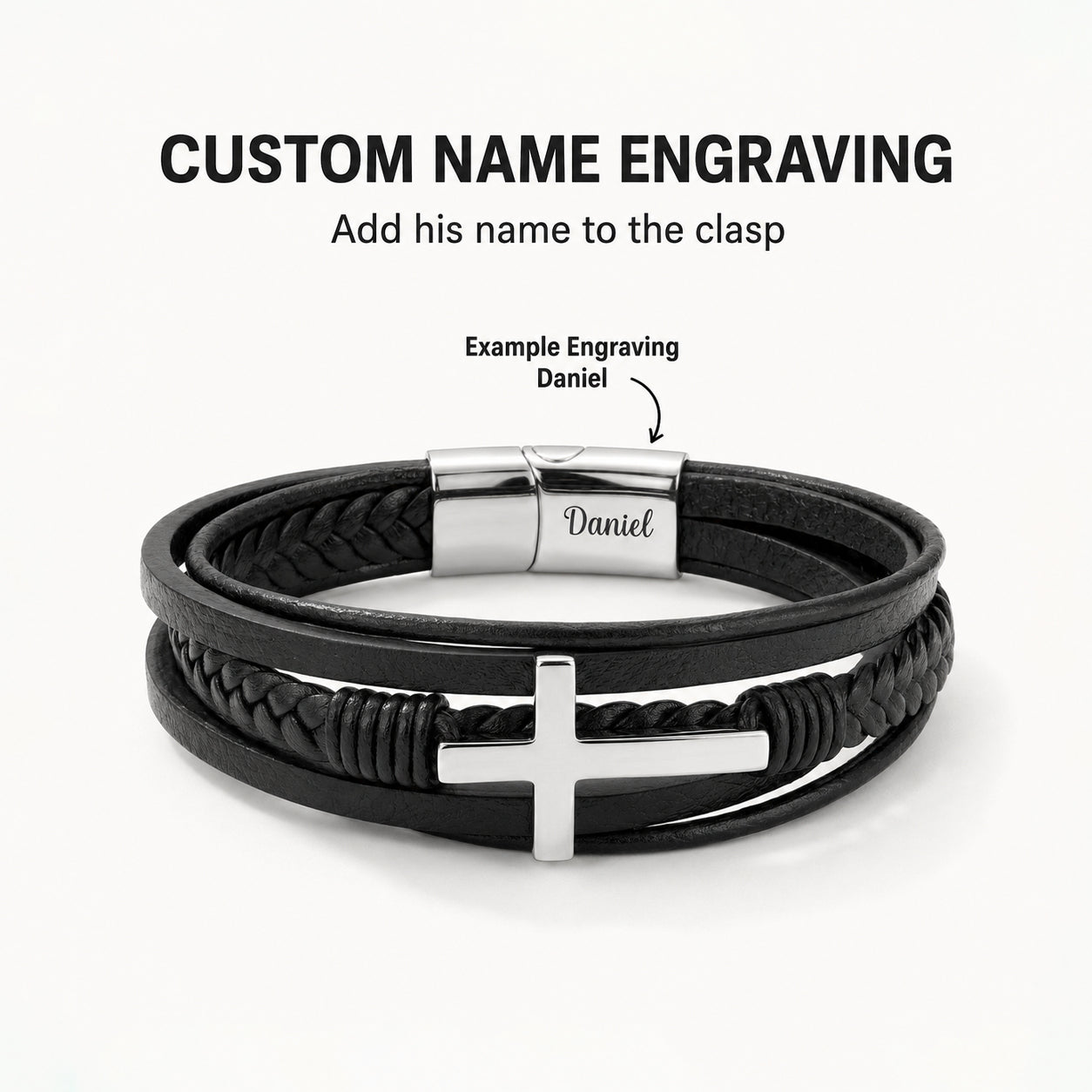 To My Grandson Strength & Faith Cross Bracelet