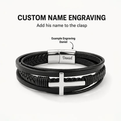 To My Grandson Strength & Faith Cross Bracelet