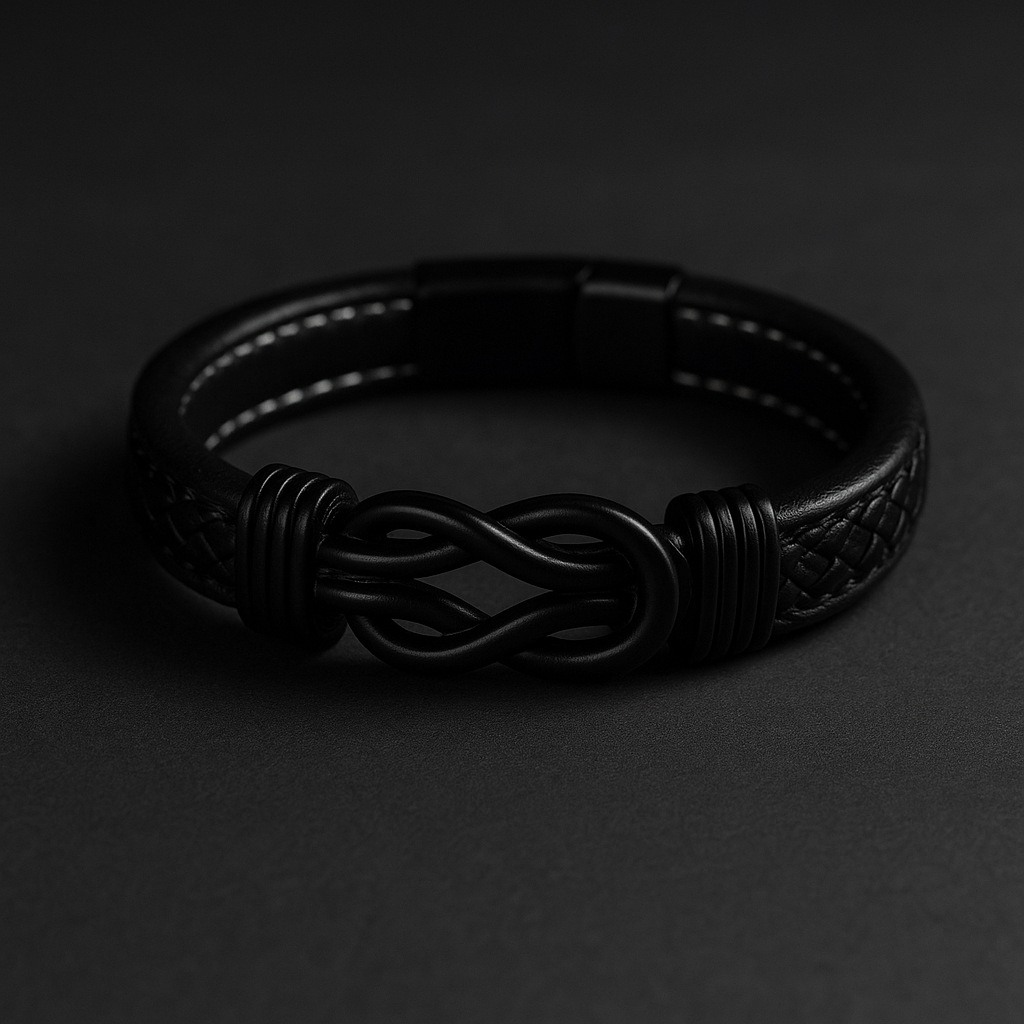 Son's Infinity Bracelet Gift Set w/ Engraved Name [BLACK EDITION]