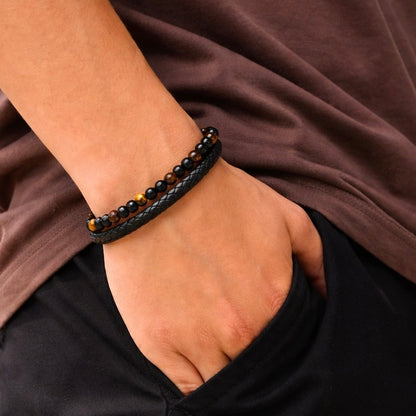 Engraved Tiger Eye Son Bracelet