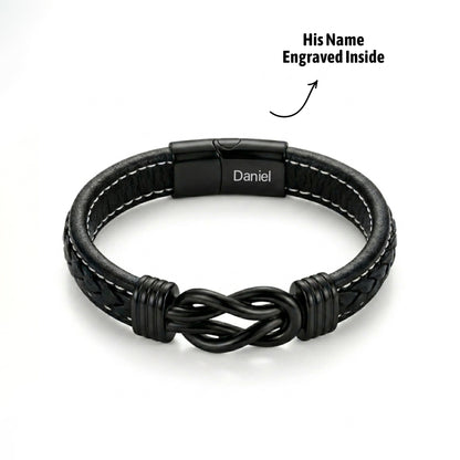 Son’s Personalized Infinity Bracelet Set – Black Edition