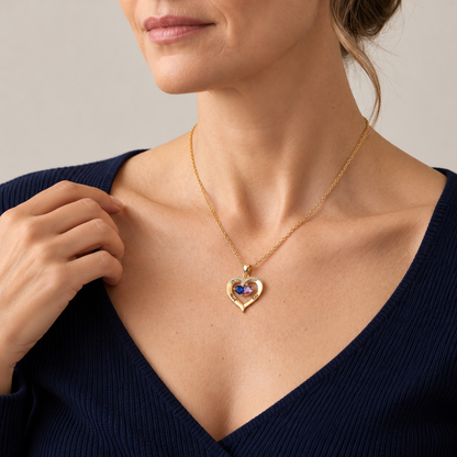 To My Wife – Personalized Birthstone Heart Necklace