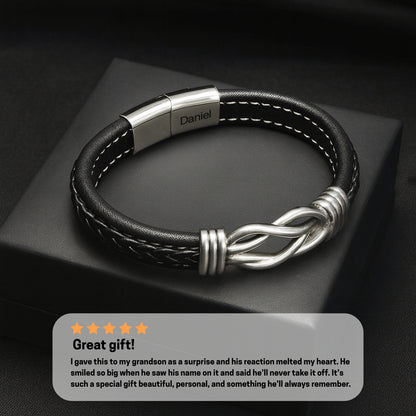 "To My Grandson" Infinity Bracelet Gift Set w/ Engraved Name