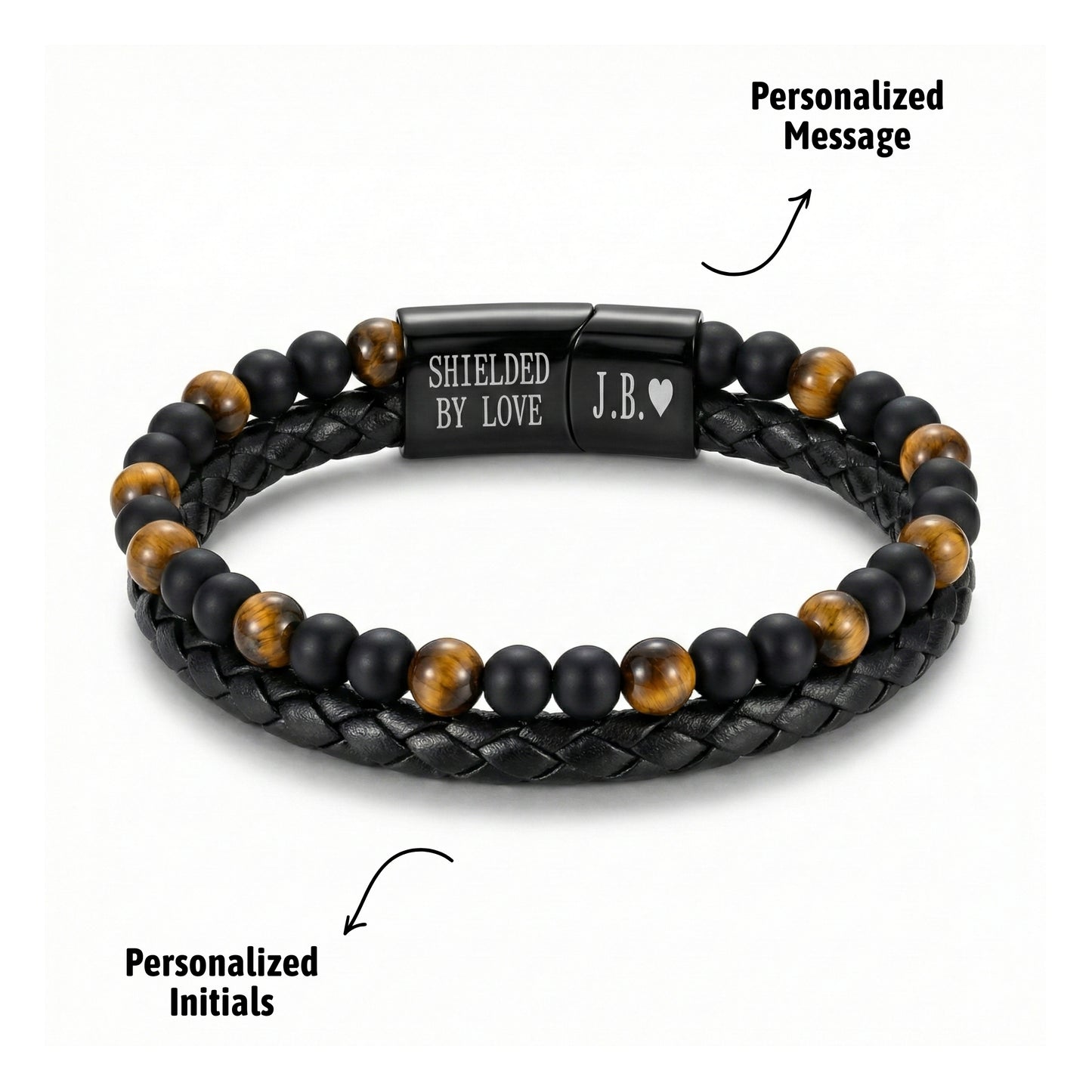 Engraved Tiger Eye Son Bracelet