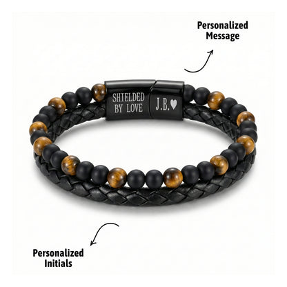 Engraved Tiger Eye Son Bracelet