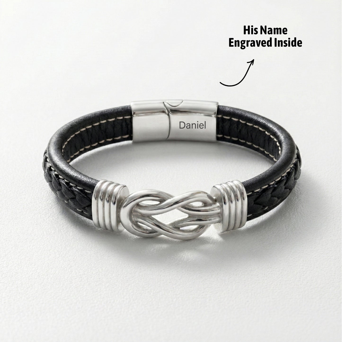 Son's Infinity Bracelet with Custom Engraving