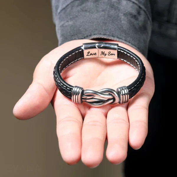 Son's Infinity Bracelet Gift Set w/ Engraved Name