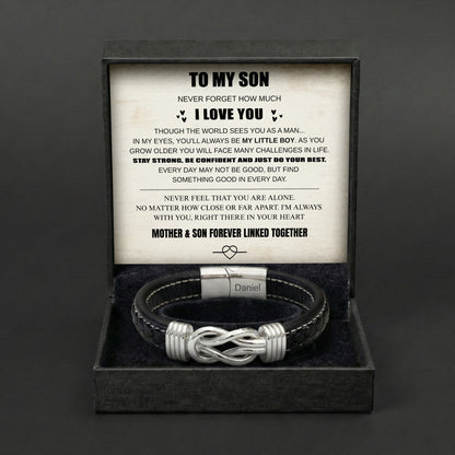 Son's Infinity Bracelet with Custom Engraving