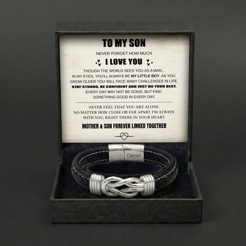 Son's Infinity Bracelet with Custom Engraving