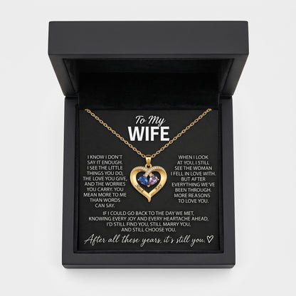 To My Wife – Personalized Birthstone Heart Necklace
