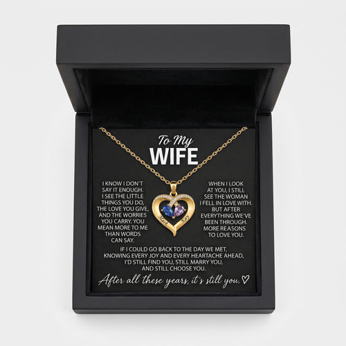 To My Wife – Personalized Birthstone Heart Necklace