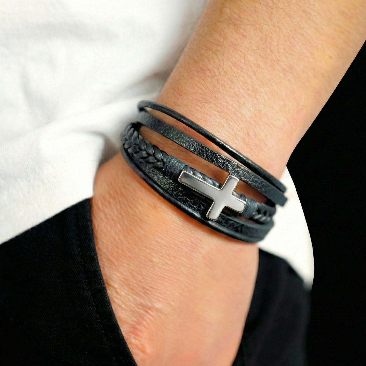 Grandson Guardian Cross Bracelet