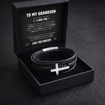 To My Grandson Strength & Faith Cross Bracelet