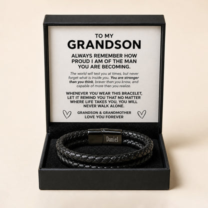 To My Grandson Never Walk Alone Bracelet
