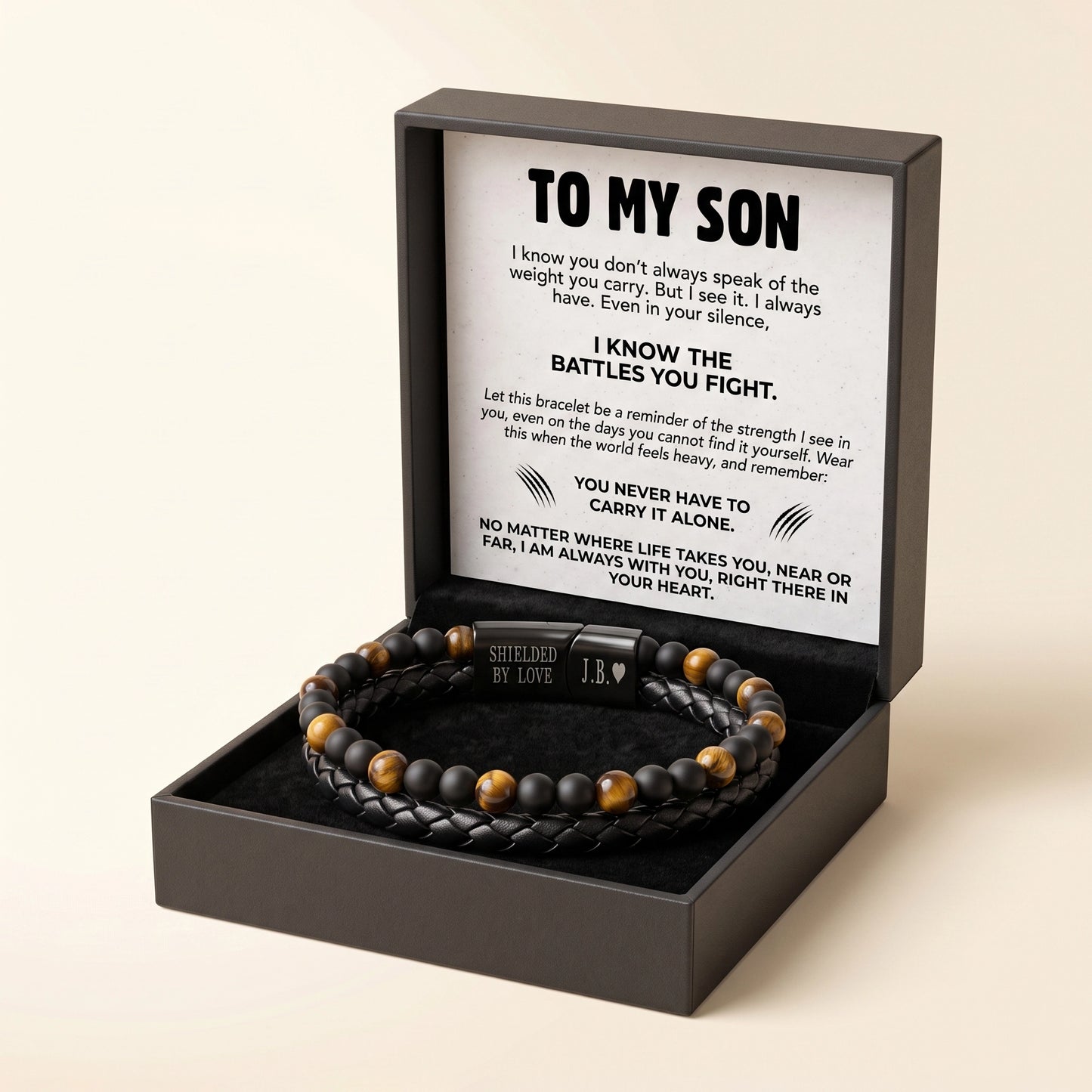 To My Son - Tiger Eye Shield Bracelet