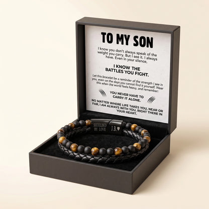 To My Son - Tiger Eye Shield Bracelet