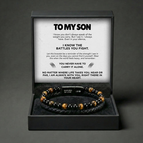 Engraved Tiger Eye Son Bracelet