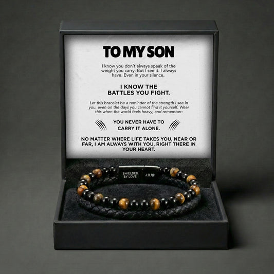 Engraved Tiger Eye Son Bracelet