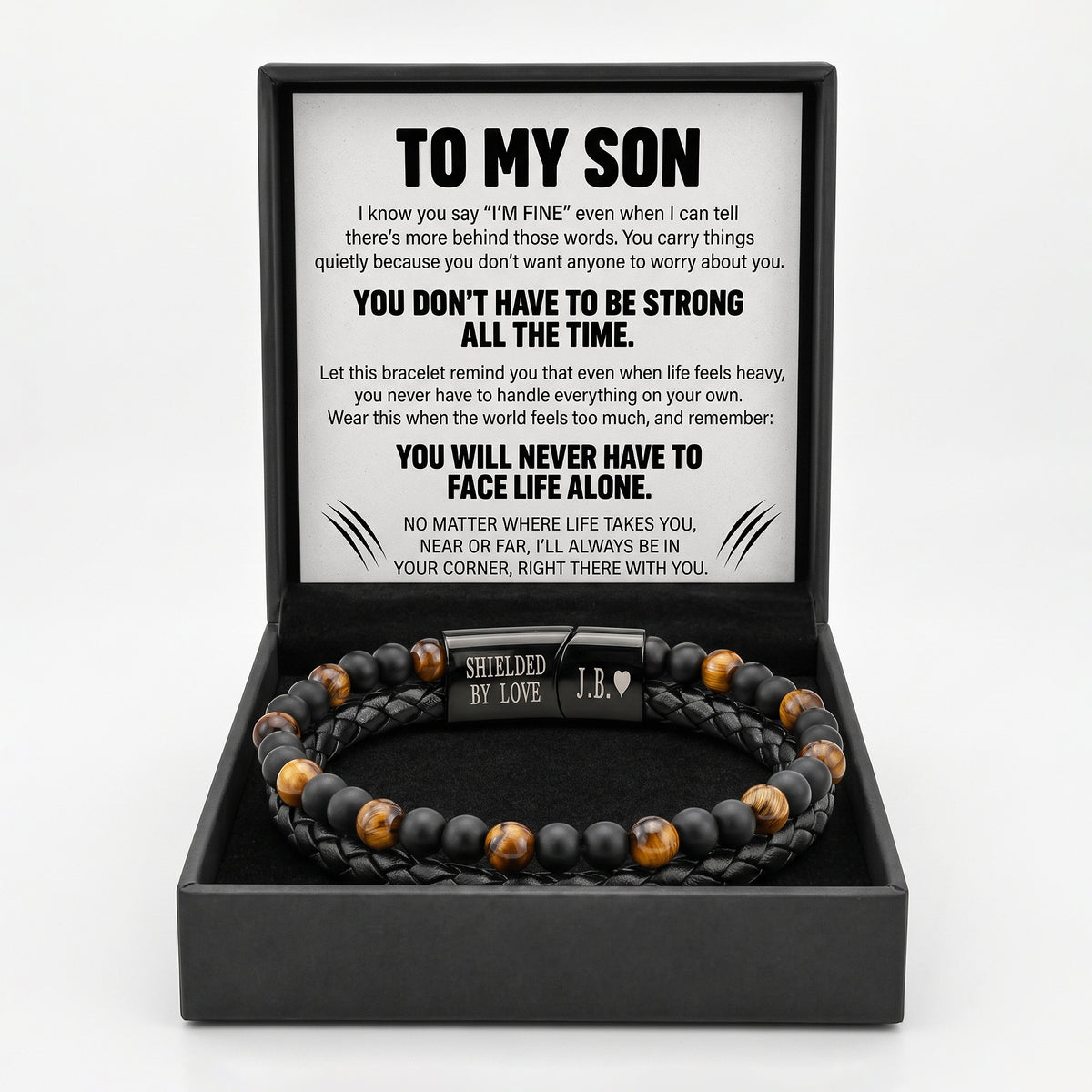 To My Son – Always In Your Corner Tiger Eye Bracelet
