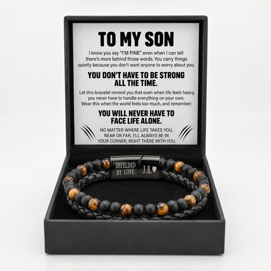 To My Son – Always In Your Corner Tiger Eye Bracelet