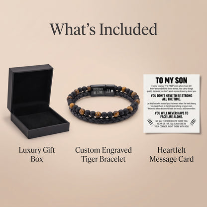 To My Son – Always In Your Corner Tiger Eye Bracelet