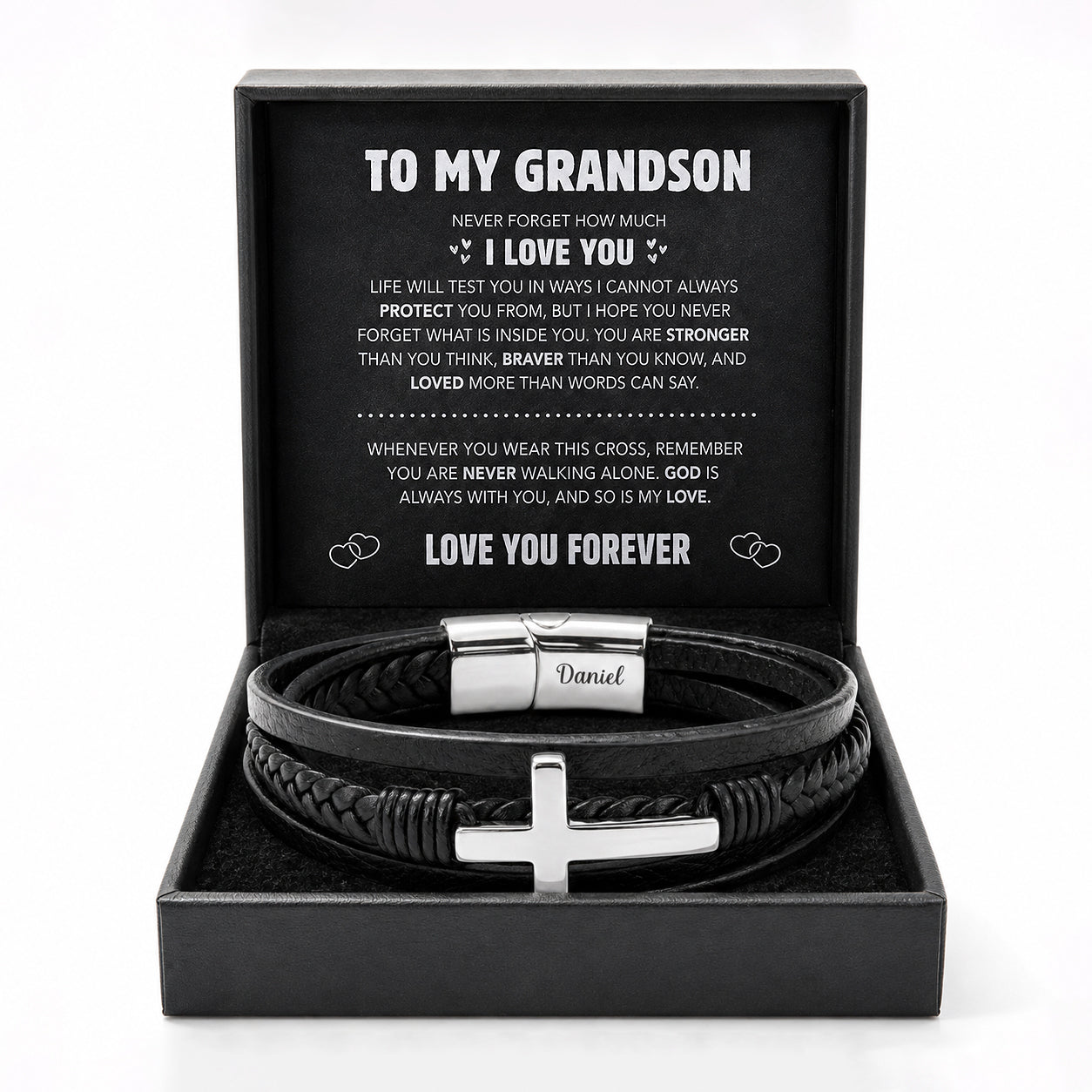 To My Grandson Strength & Faith Cross Bracelet