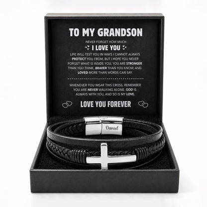 To My Grandson Strength & Faith Cross Bracelet