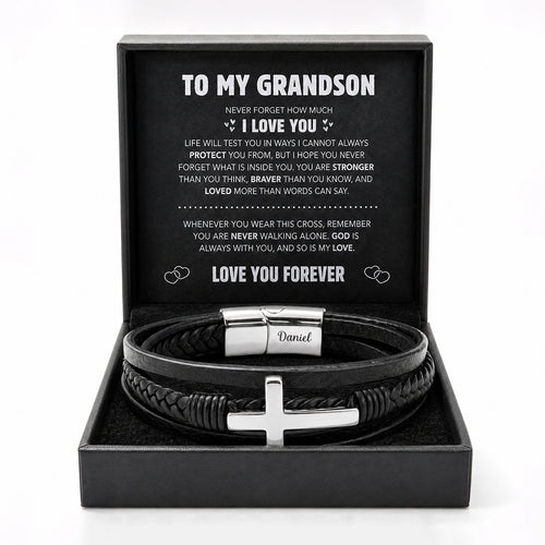 To My Grandson Strength & Faith Cross Bracelet