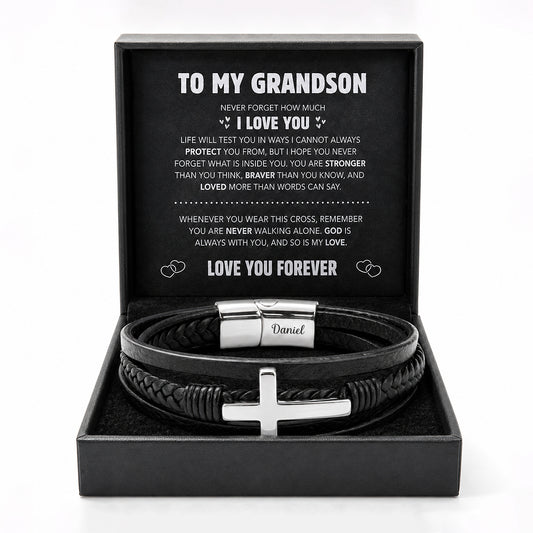 To My Grandson Strength & Faith Cross Bracelet