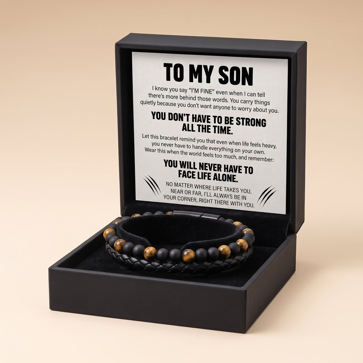 To My Son – Always In Your Corner Tiger Eye Bracelet