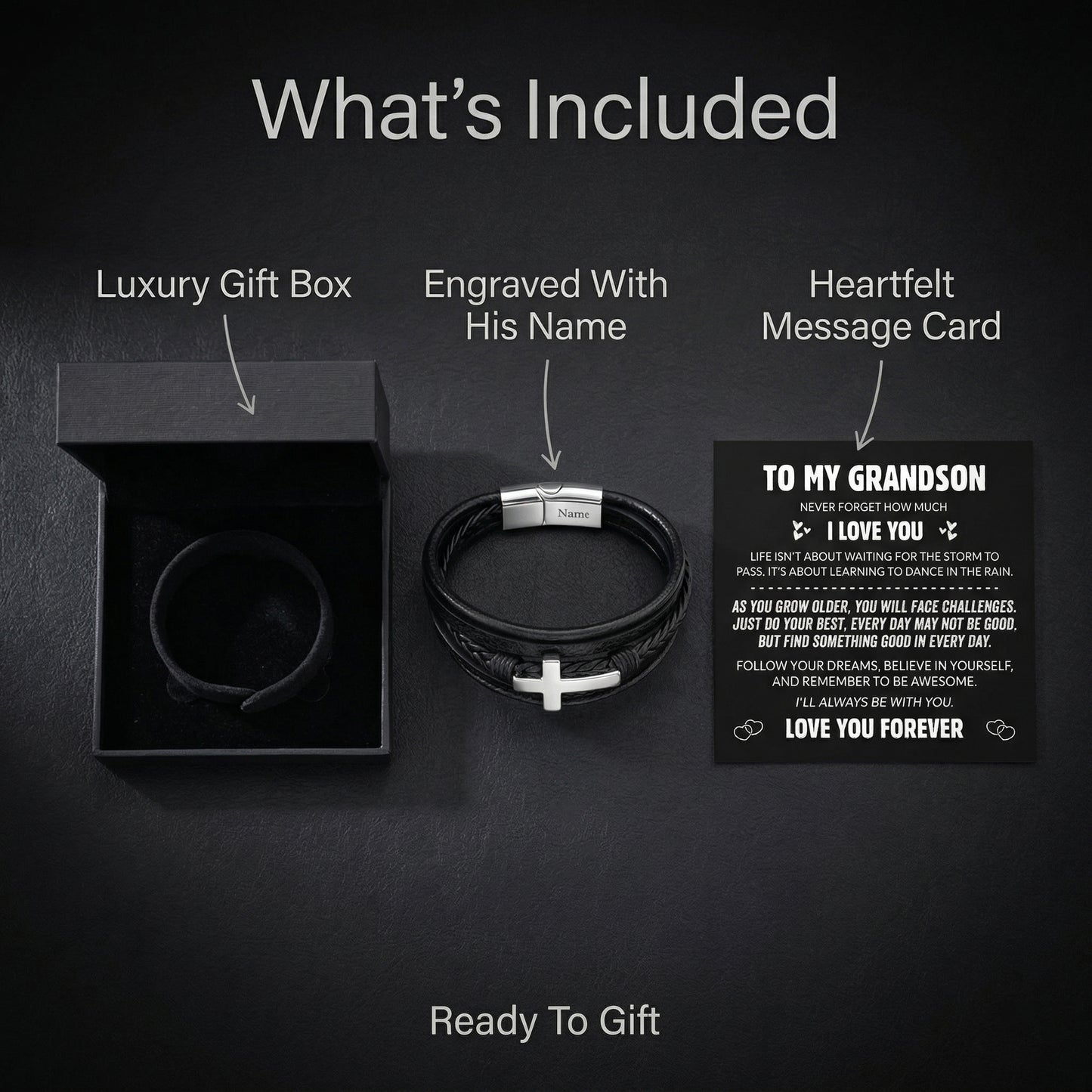 Grandson Guardian Cross Bracelet