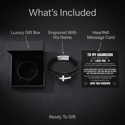 Grandson Guardian Cross Bracelet